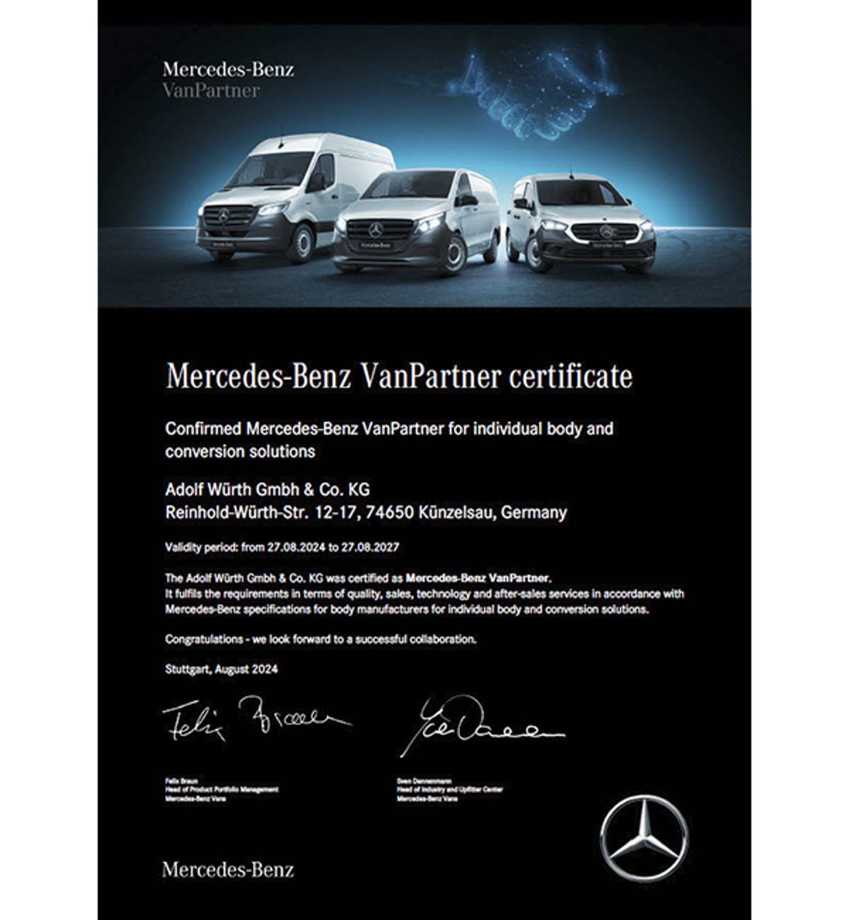 VanPartner-sertifikaatti VanPartner-sertifikaatti